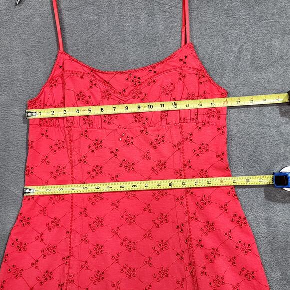 Intimataly Free People Dress Full Bloom Mini Slip Dress A Line XL Red Eyelet - Picture 10 of 11